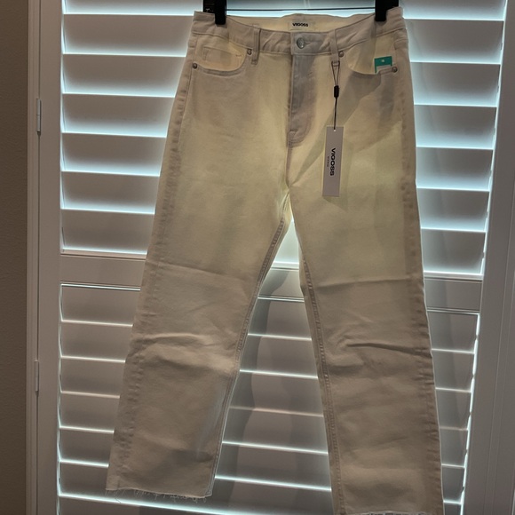 Vigoss Women's Stevie Off White Straight Leg Crop Jeans - Picture 6 of 10